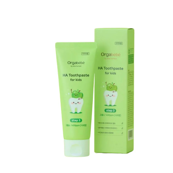 Kem đánh răng Orgabebe Step 3 thuần chay - Xanh Vị Táo (trên 4 tuổi)