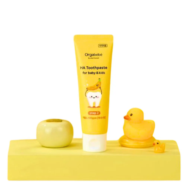 Kem đánh răng Orgabebe Step 2 thuần chay - Vàng Vị Chuối (2-4 tuổi)