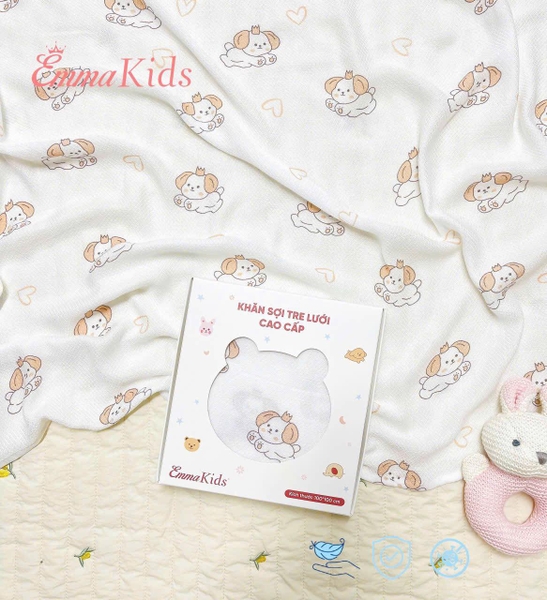 Khăn tắm sợi tre lưới Emmakids 100x100 (họa tiết ngẫu nhiên)