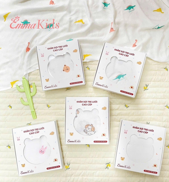 Khăn tắm sợi tre lưới Emmakids 100x100 (họa tiết ngẫu nhiên)