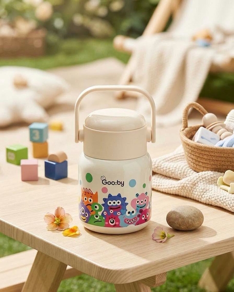 [MẪU MỚI] Bình Ủ Cháo Giữ Nhiệt Inox 304 Kèm Thìa GOOBY 500ml (giao màu ngẫu nhiên)