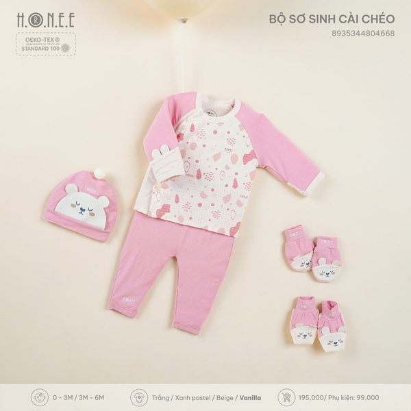 Bộ sơ sinh cài chéo Hrnee 0-3M