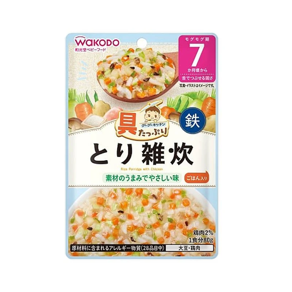 Cháo Wakodo số 7 vị Gà Rau Củ 80g cho bé trên 7 tháng