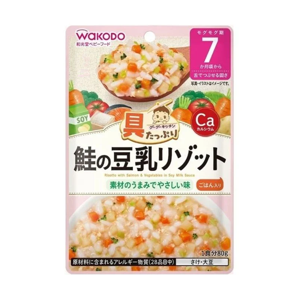 Cháo Wakodo số 7 vị Cá Hồi Sữa Đậu Nành 80g cho bé trên 7 tháng