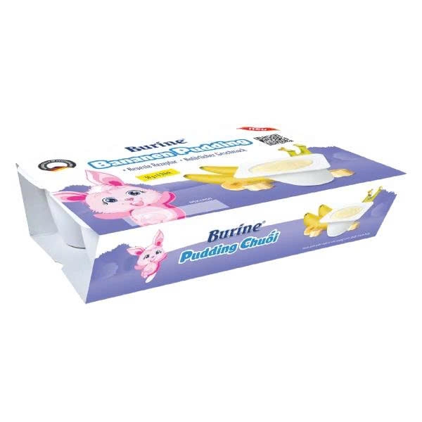 Cháo sữa Pudding Burine 300g - Vị Chuối (vỉ 6 hũ x 50g) cho bé 6M+