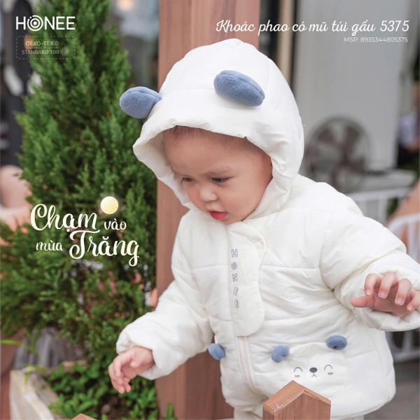 Áo khoác phao có mũ túi gấu Honee 5375