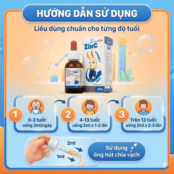 Kẽm Smartbibi Zinc hỗ trợ cải thiện biếng ăn, tăng đề kháng, 30ml (0M+)