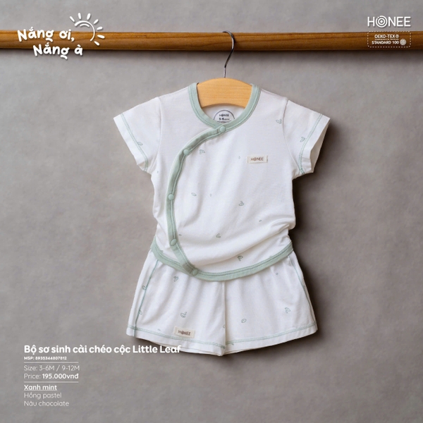 (C2.5) Bộ sơ sinh cài chéo cộc Little Leaf 7812 Honee