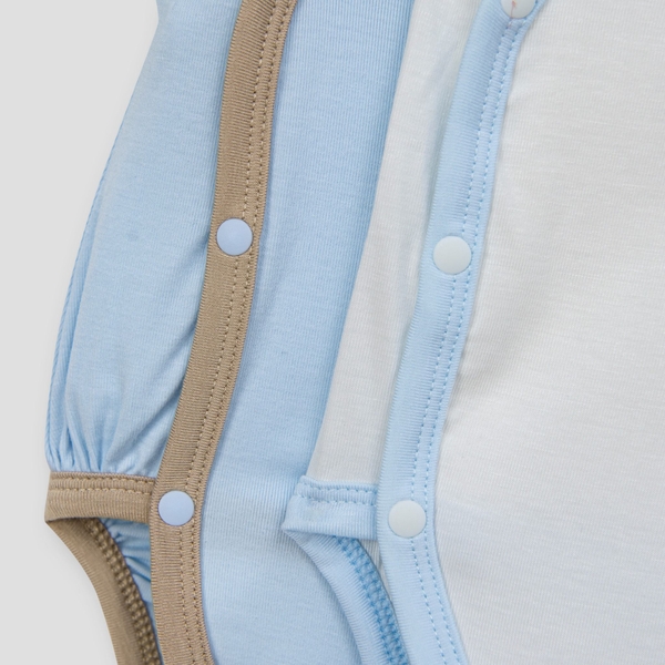 Set 2 bodysuit cài lệch cộc tay Nous màu xanh phối trắng