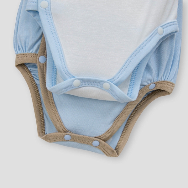 Set 2 bodysuit cài lệch cộc tay Nous màu xanh phối trắng
