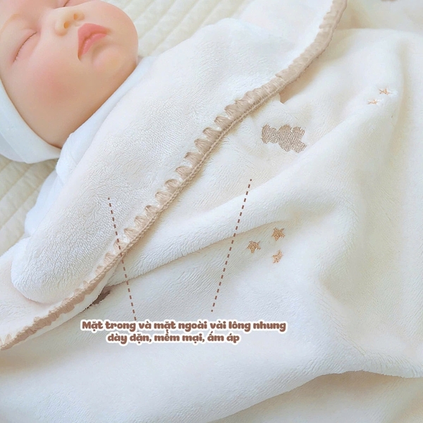 Chăn lông nhung thêu Hàn Quốc Good Papa (100x105cm)