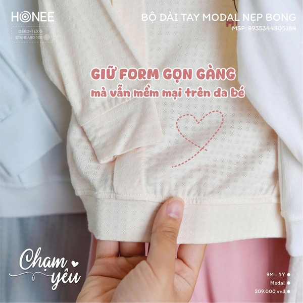('C8.5) Bộ dài tay Modal nẹp bong Honee