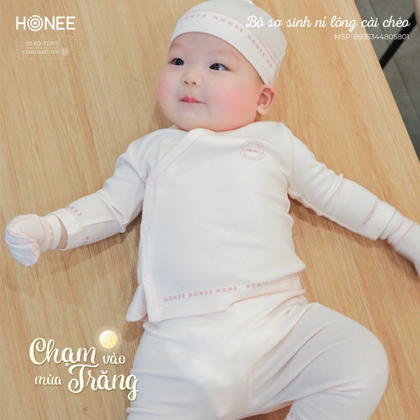 Bộ sơ sinh nỉ lông cài chéo 5801 Honee