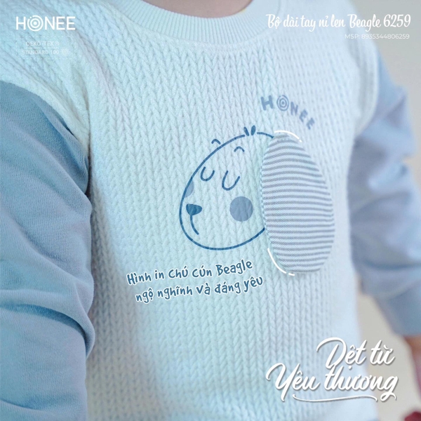Bộ dài tay nỉ len Beagle Honee 6259