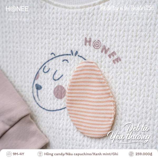 Bộ dài tay nỉ len Beagle Honee 6259