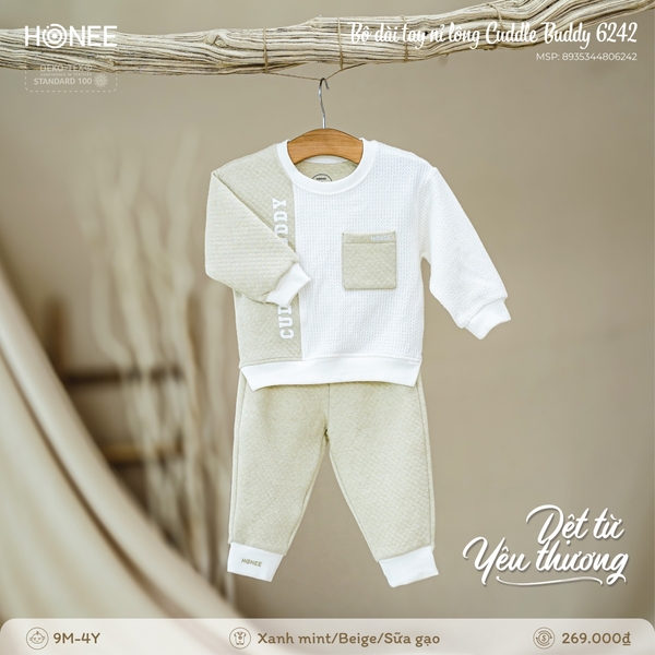 Bộ dài tay nỉ bông Cuddle Buddy Honee 6242