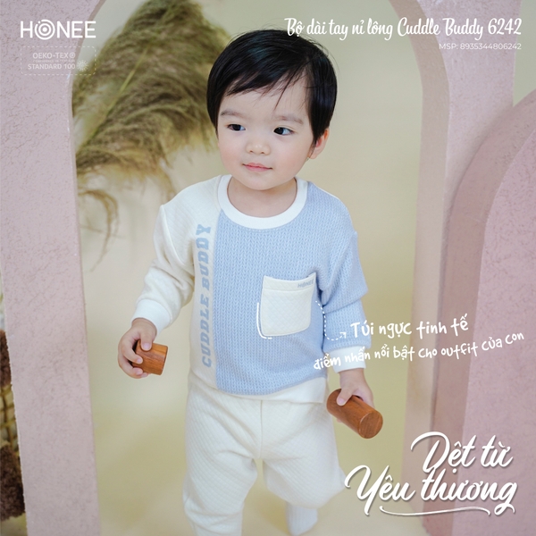 Bộ dài tay nỉ bông Cuddle Buddy Honee 6242