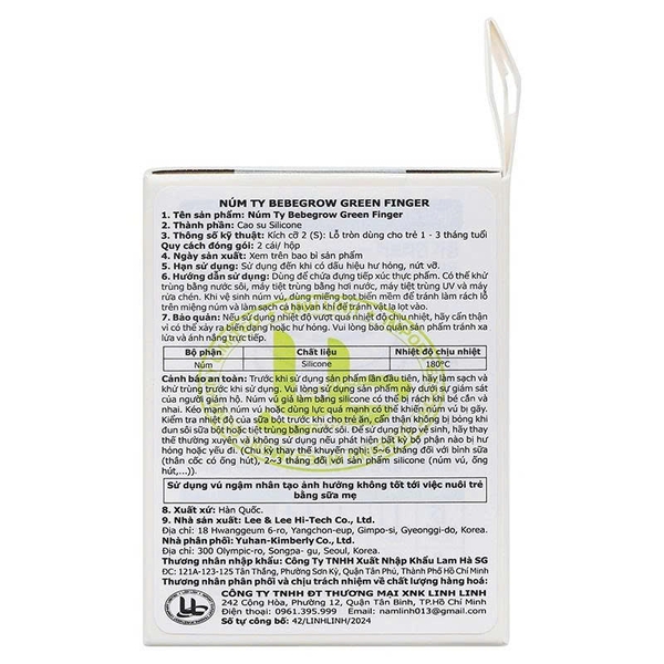 Núm ty bình sữa Greenfinger Bebegrow - Size S (1-3 tháng) - Set 2