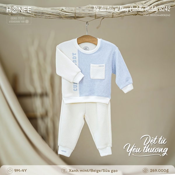 Bộ dài tay nỉ bông Cuddle Buddy Honee 6242