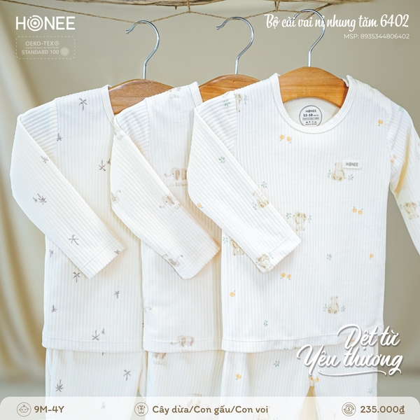 (DHV) Bộ cài vai nỉ nhung tăm Honee 6402