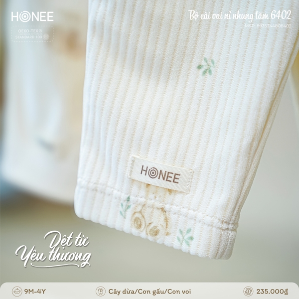 (DHV) Bộ cài vai nỉ nhung tăm Honee 6402