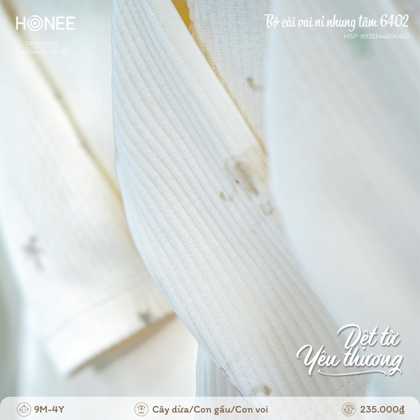 (DHV) Bộ cài vai nỉ nhung tăm Honee 6402