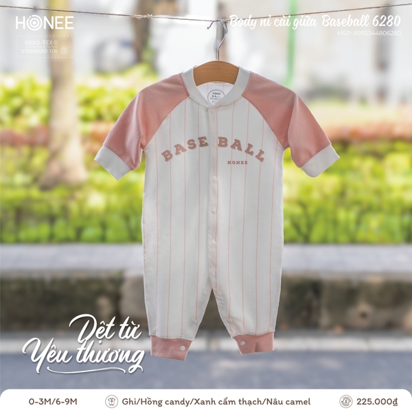 (S20-C3) Body nỉ cài giữa Baseball Honee 6280