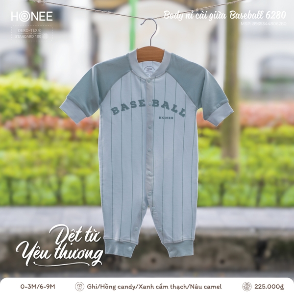 (S20-C3) Body nỉ cài giữa Baseball Honee 6280