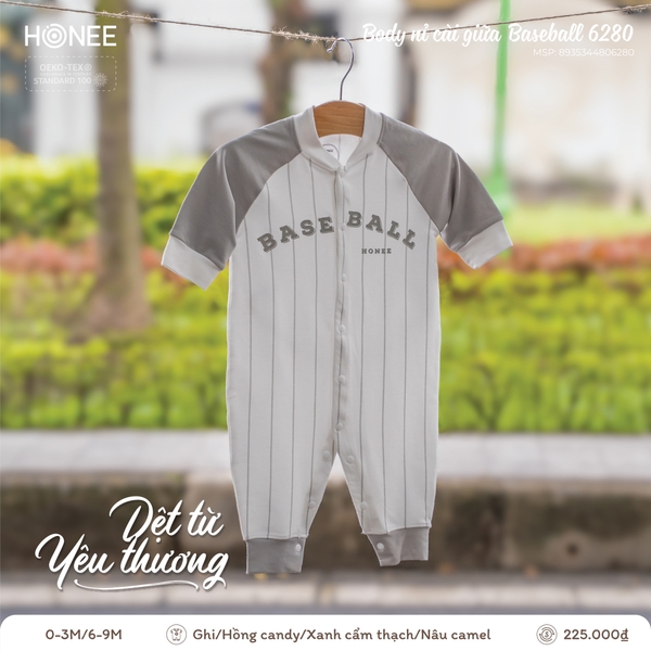 (S20-C3) Body nỉ cài giữa Baseball Honee 6280
