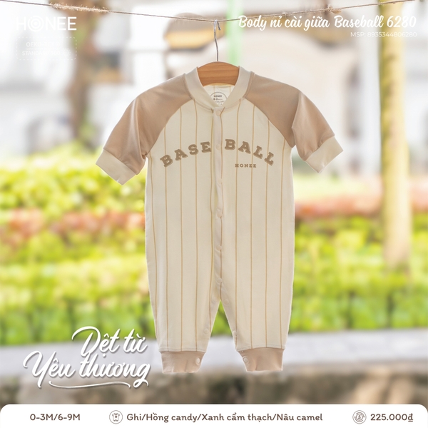 (S20-C3) Body nỉ cài giữa Baseball Honee 6280