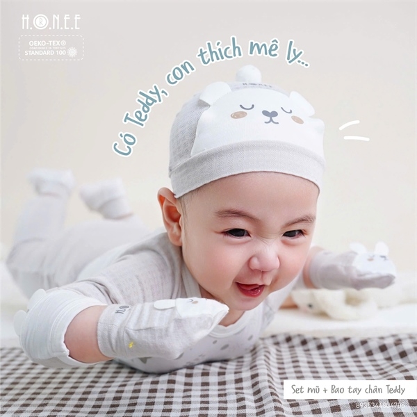 Set mũ bao tay chân TEDDY Hrnee Free Size