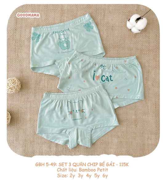 Set 3 quần chip bé gái Good Mama GBH5-49