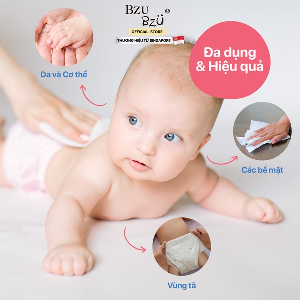 Khăn ướt dịu nhẹ Bzu Bzu 80 tờ