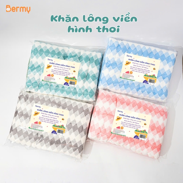 Khăn lông viền hình thoi 70x140cm (màu ngẫu nhiên)