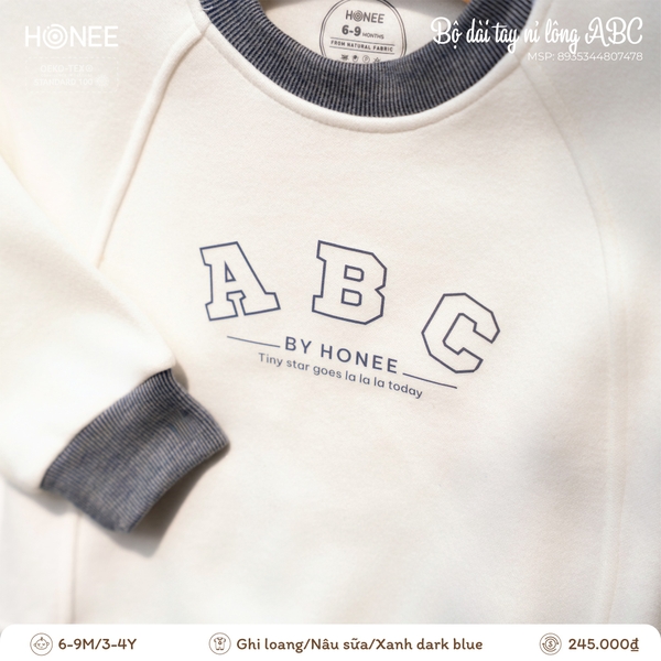 Bộ dài tay nỉ lông ABC Honee 7478