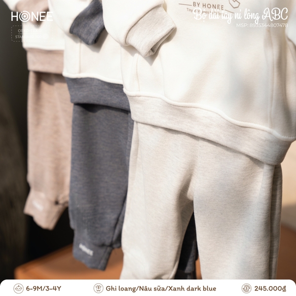Bộ dài tay nỉ lông ABC Honee 7478
