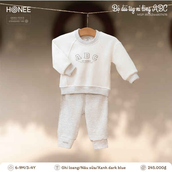 Bộ dài tay nỉ lông ABC Honee 7478
