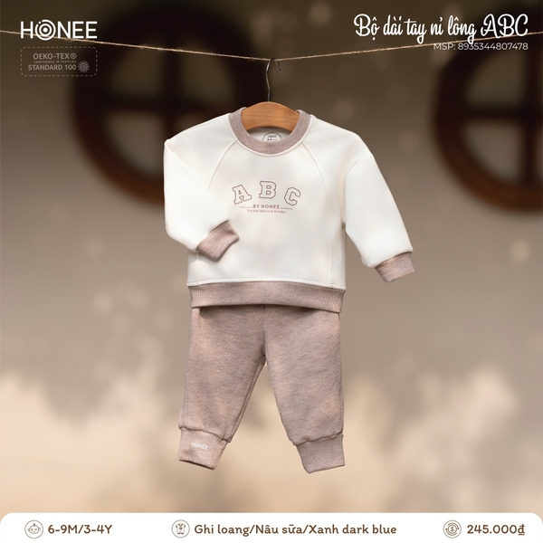 Bộ dài tay nỉ lông ABC Honee 7478