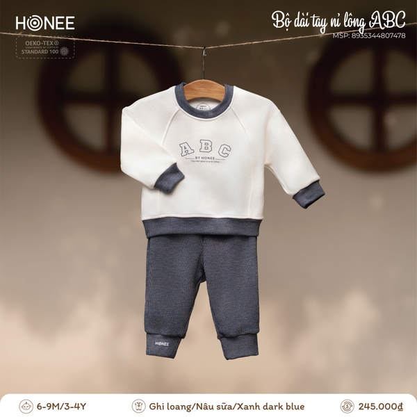 Bộ dài tay nỉ lông ABC Honee 7478