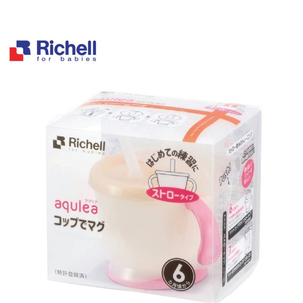 Cốc tập uống 3 giai đoạn Richell nắp sữa tay hồng
