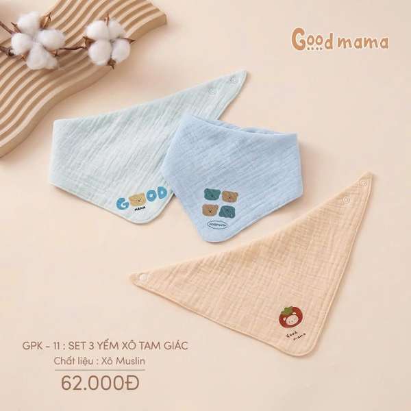 Set 3 yếm xô tam giác cho bé GPK11 GoodMama