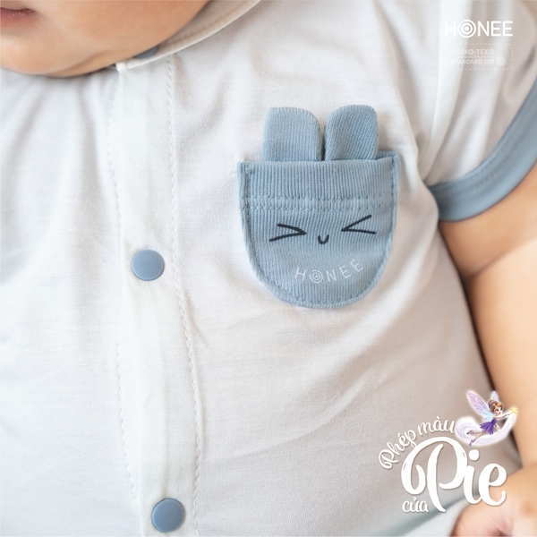 (C2.5) Bộ sơ sinh cộc túi gấu cài chéo Honee 7195