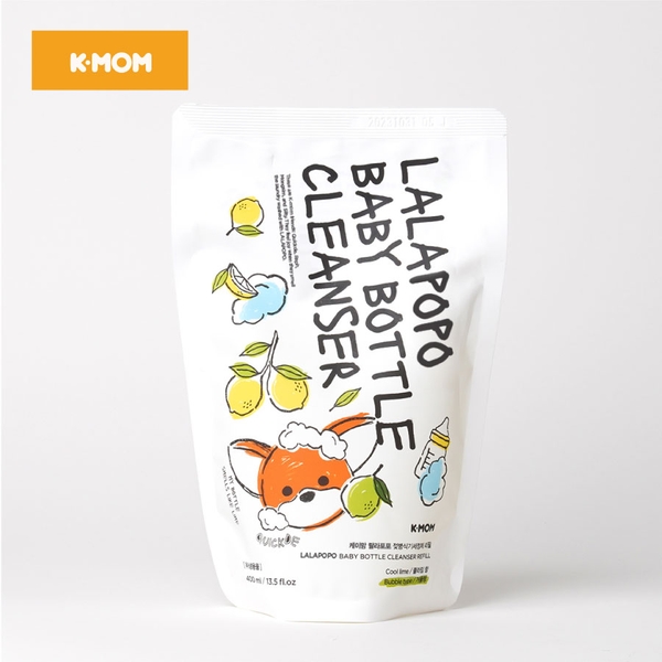 Nước Rửa Bình Thuần Chay K-Mom Lalapopo Hàn Quốc – Túi 400 (dạng bọt)