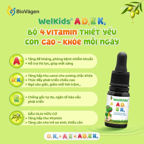 Vitamin tổng hợp WelKids ADEK 10ml  - Ba Lan (0M+)