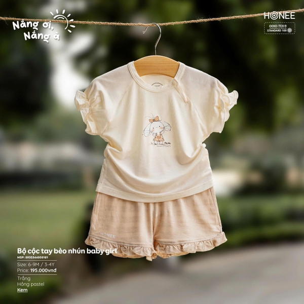 (C3.5) Bộ cộc tay bèo nhún Baby Girl 8161 Honee