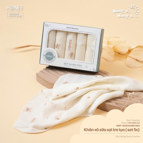 Khăn xô sợi tre lụa Honee 1483 (set 5)