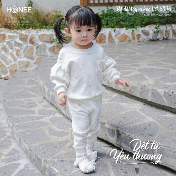 Bộ dài tay nỉ họa tiết Honee 6396