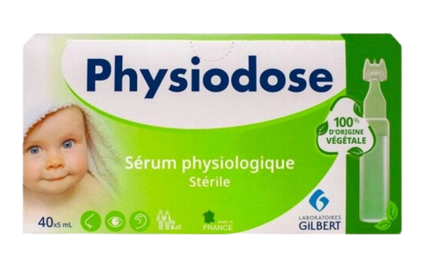 Nước muối sinh lý Physiodose hộp 40 ống x 5ml (Thuần chay - Xanh lá)