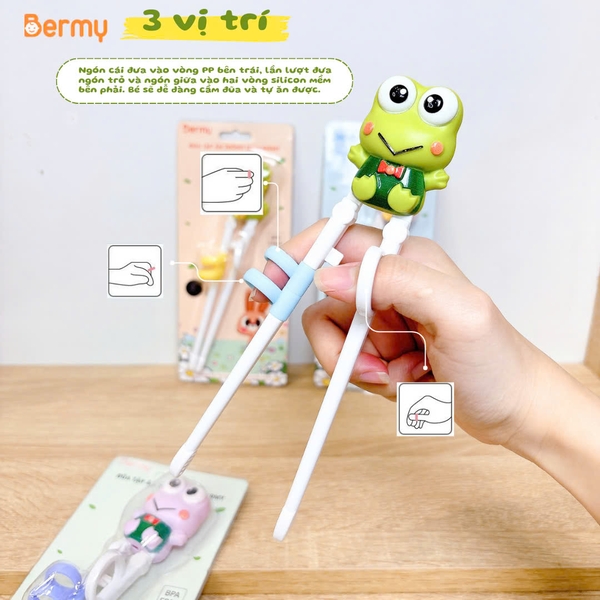 Đũa tập ăn Bermy hình thú cho bé (màu sắc/ họa tiết ngẫu nhiên)