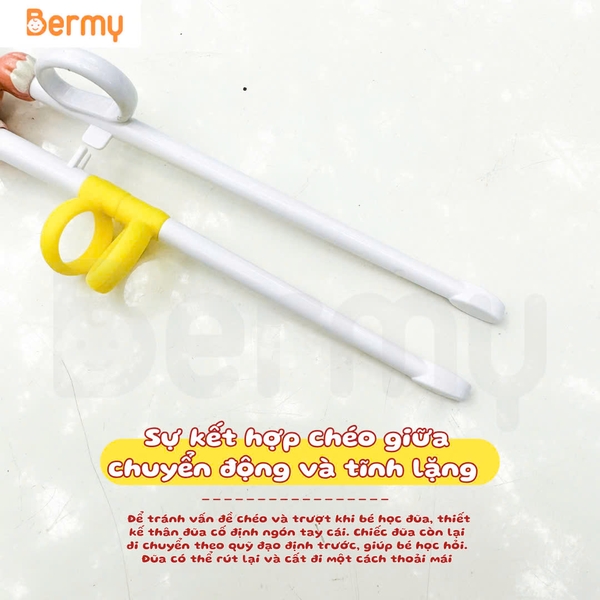 Đũa tập ăn Bermy hình thú cho bé (màu sắc/ họa tiết ngẫu nhiên)